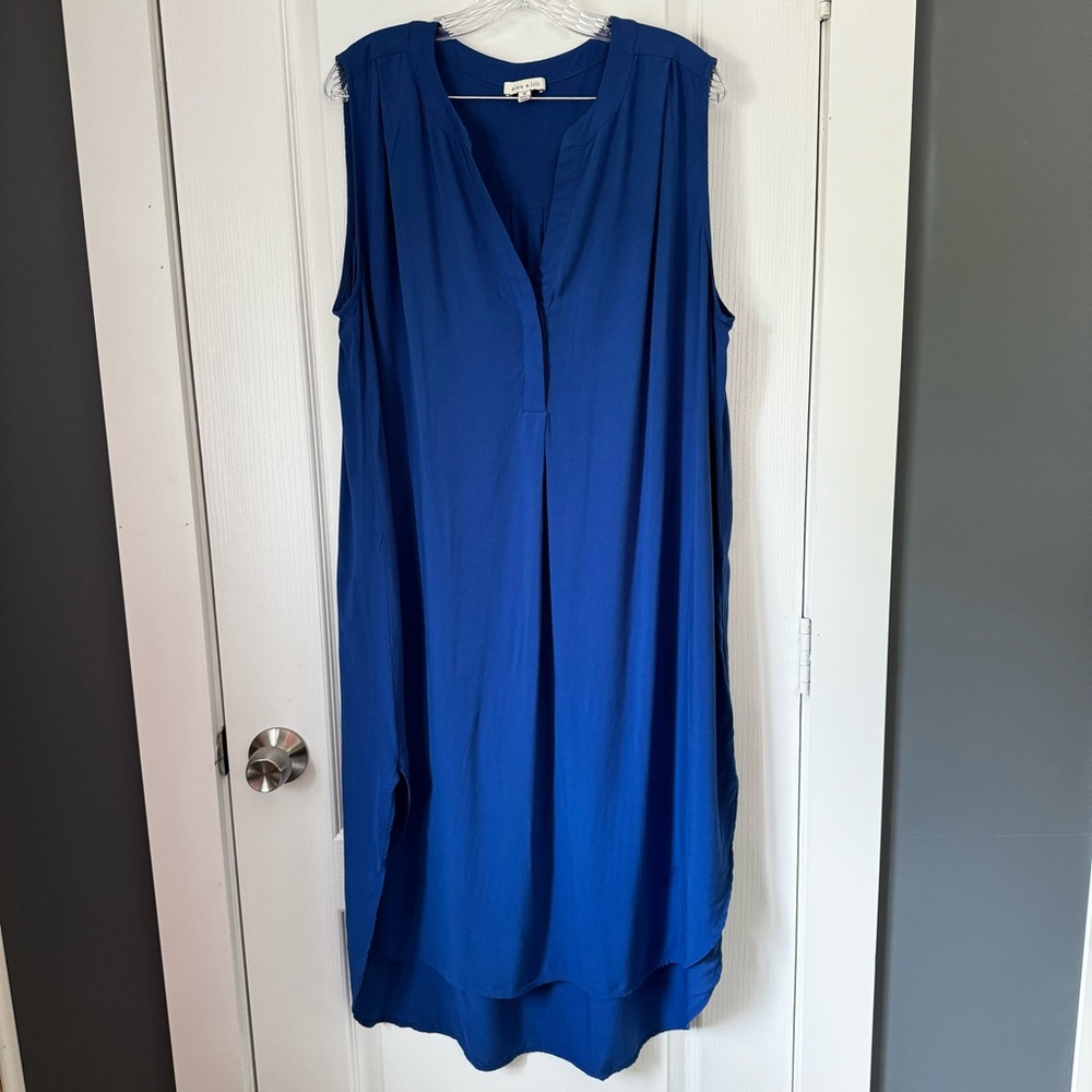 Alex & Lili Sleeveless V- Neck Midi Blue Dress Size 1X Excellent Condition
